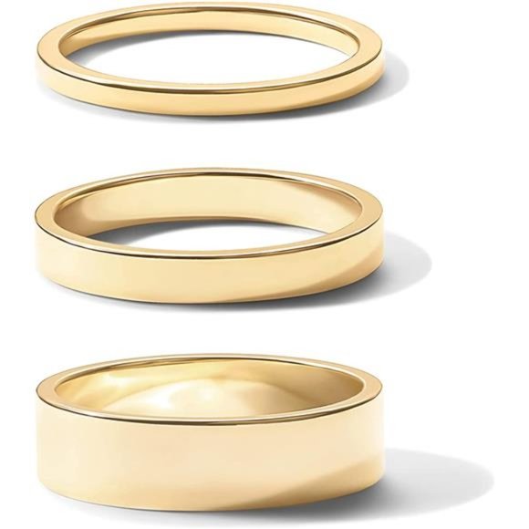 Gold Stacking Rings Set - 18K Plated - 3 Pieces - Picture 3 of 4
